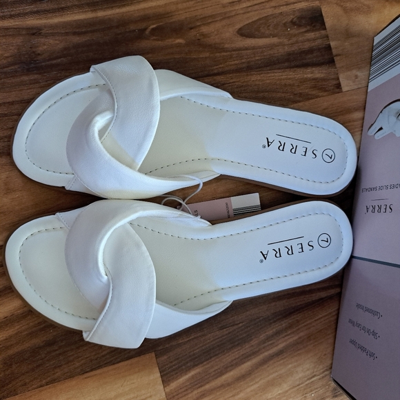 Serra Ladies Slide Sandals White Size 7 - Picture 2 of 6
